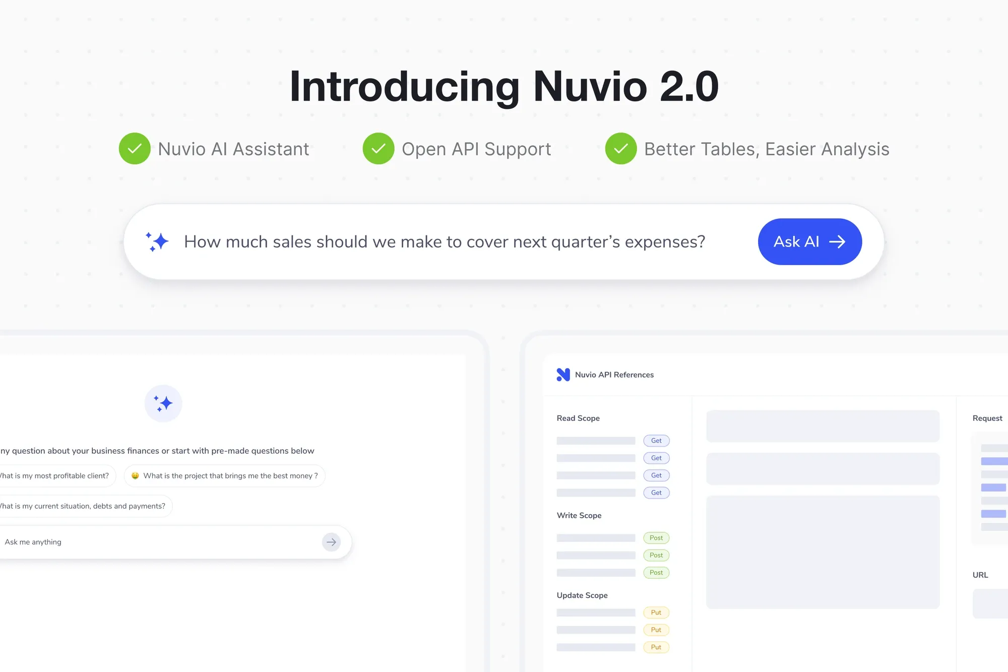 Introducing Nuvio 2.0: Your AI CFO, API Power, and Flexible Data Tables