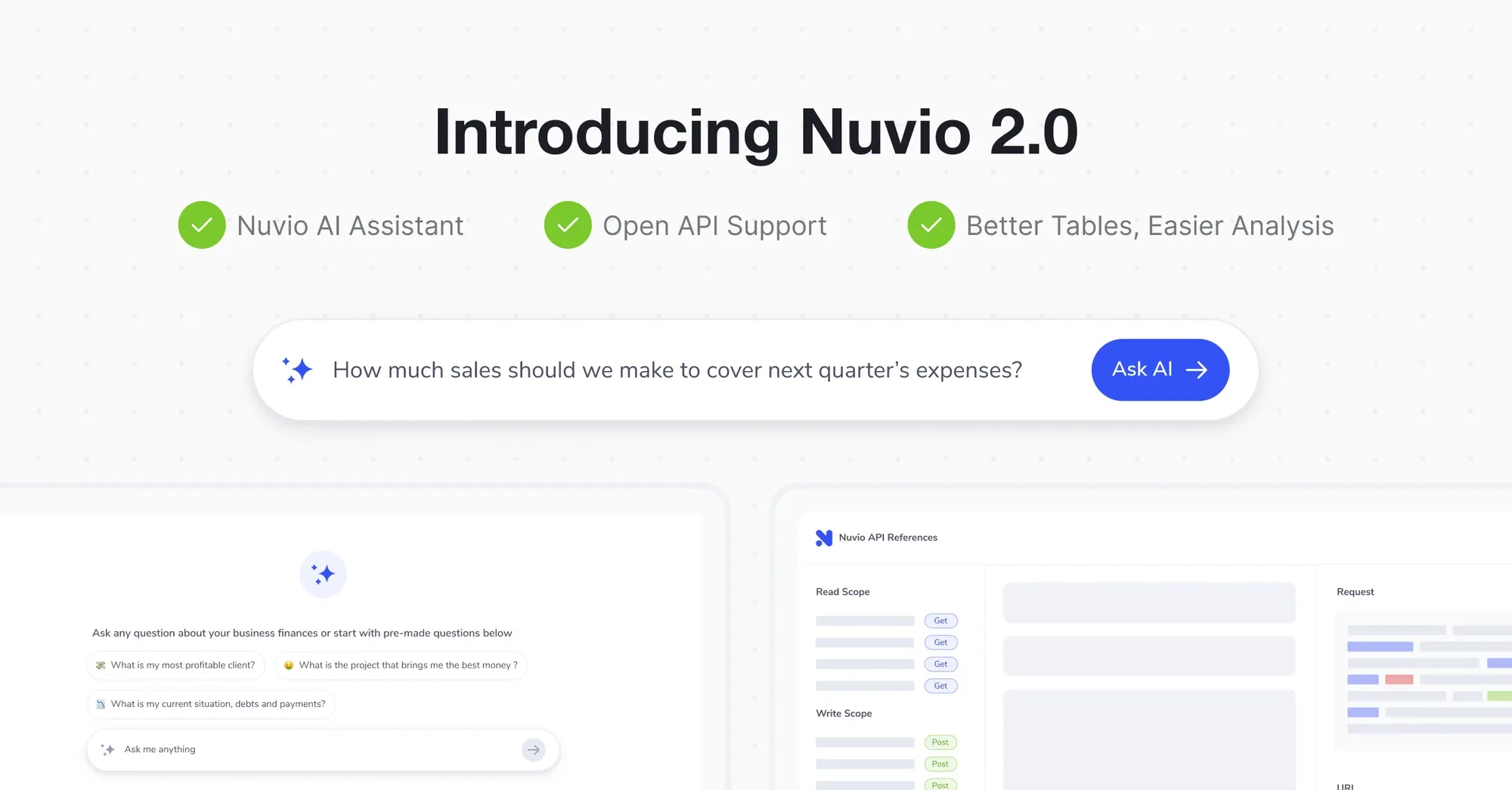 Introducing Nuvio 2.0: Your AI CFO, API Power, and Flexible Data Tables