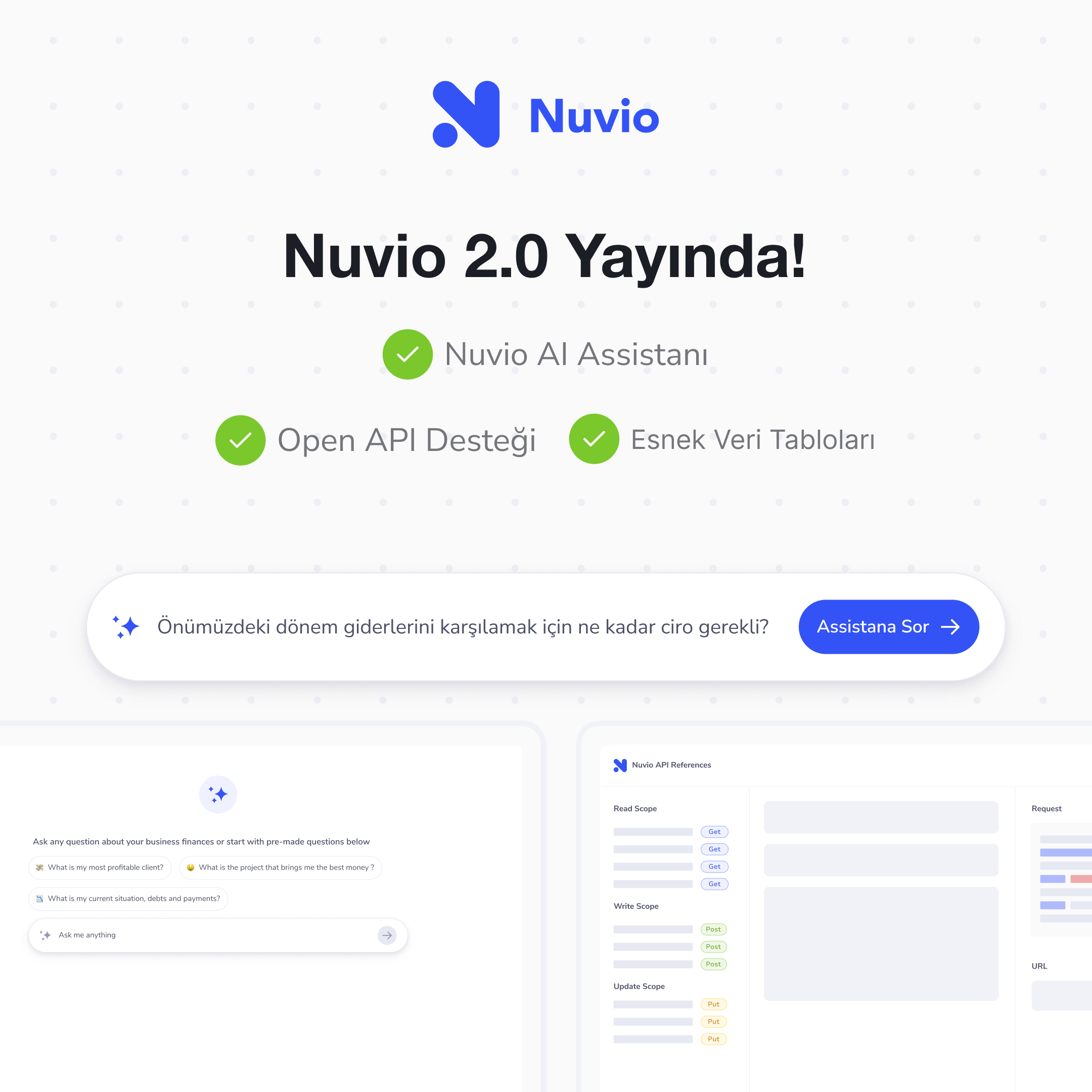 Nuvio 2.0 Yayında! Yapay Zeka, API Entegrasyonu ve Esnek Finansal Tablolar